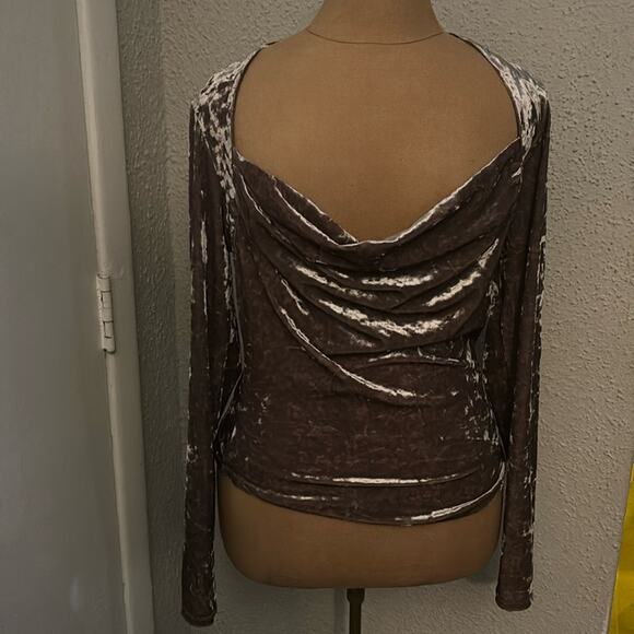 Free People Perfect Date Velvet Drape Neck Long Sleeve Top S Fall Winter Holiday - Picture 1 of 11